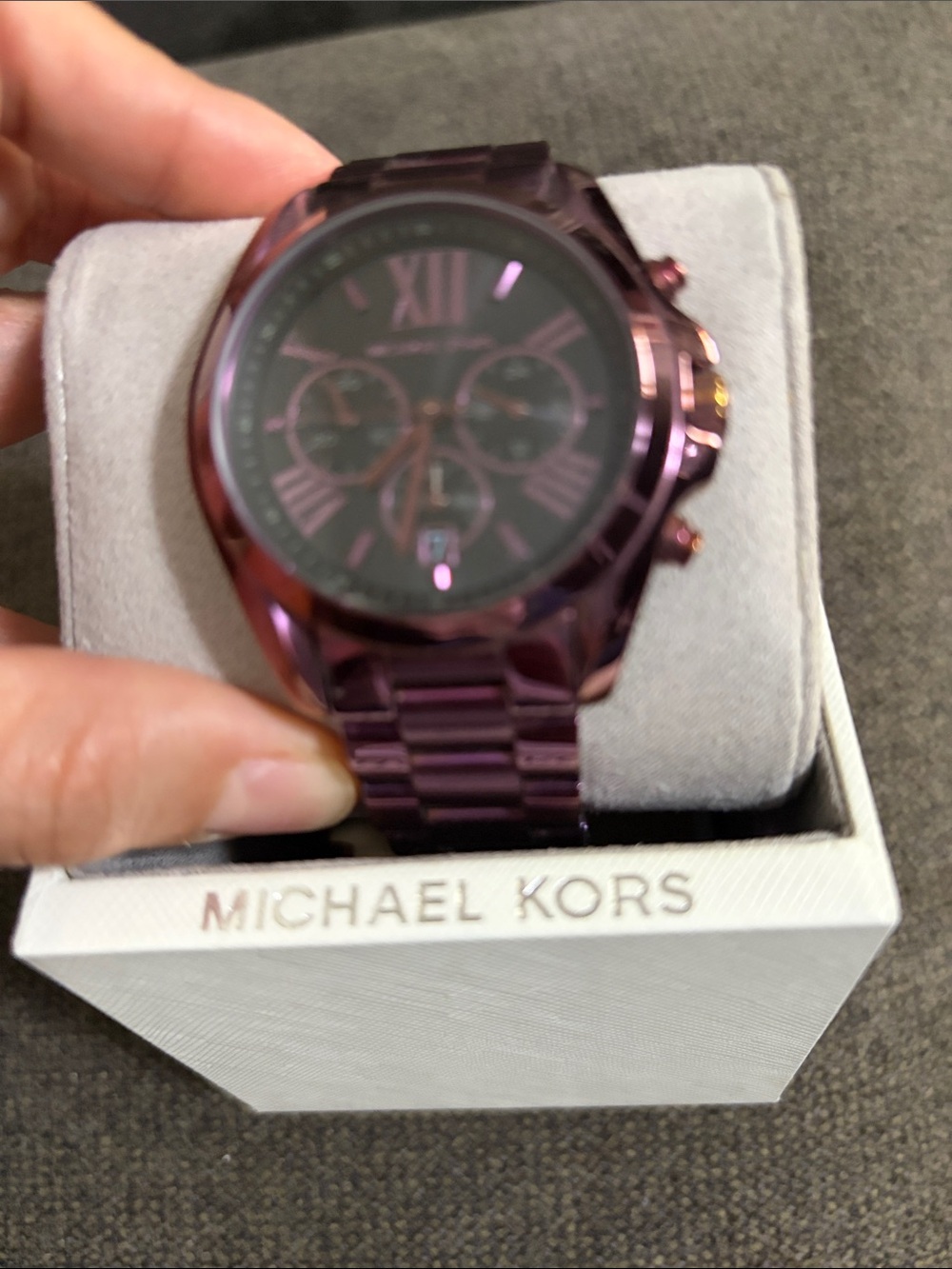 Michael Kors Purple Women’s  Stainless Steel Chronograph Bracelet Watch - Picture 5 of 5